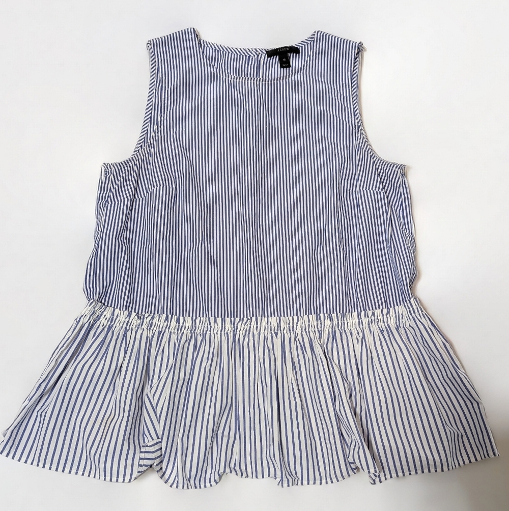 J.Crew Blue Stripe Peplum Top XS | Coastal Mom Style Matching Set Vibe - Picture 3 of 6
